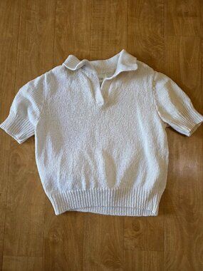 Beklina white/cream cotton short sleeve knit polo. Size S/M